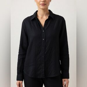 Zara women’s linen black, button-down shirt relaxed fit size large resort wear